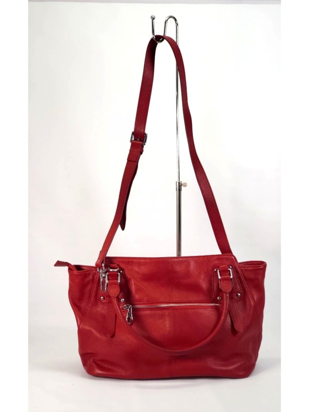 HESHE Women's Red Leather Designer Top Handle Crossbody Shoulder Bag 1342